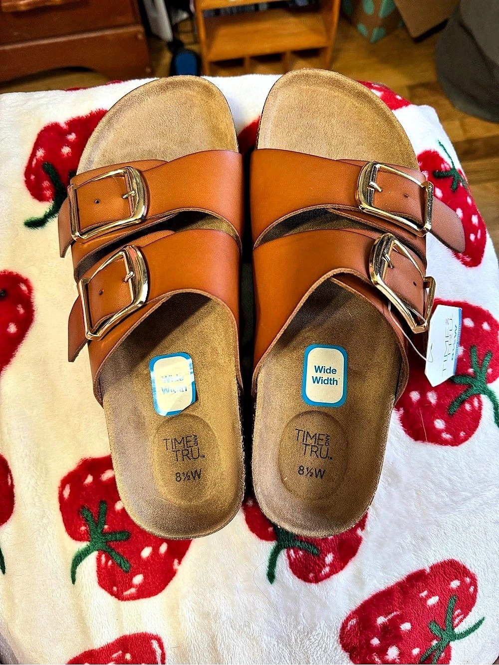 Time and Tru Women's Footbed Slide Sandals Brown US 8.5W